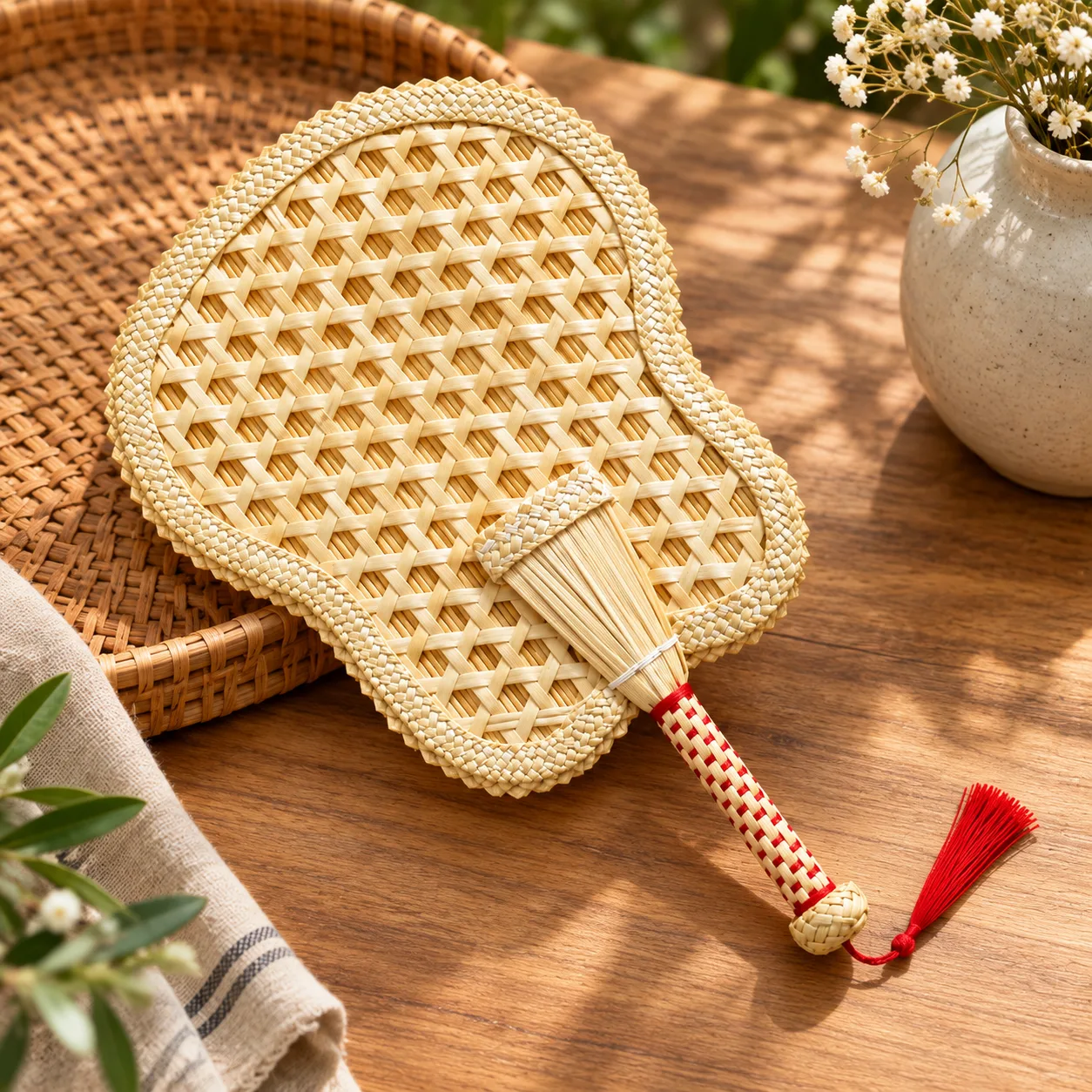 Banana-Shaped Wheat Straw Woven Hand Fan