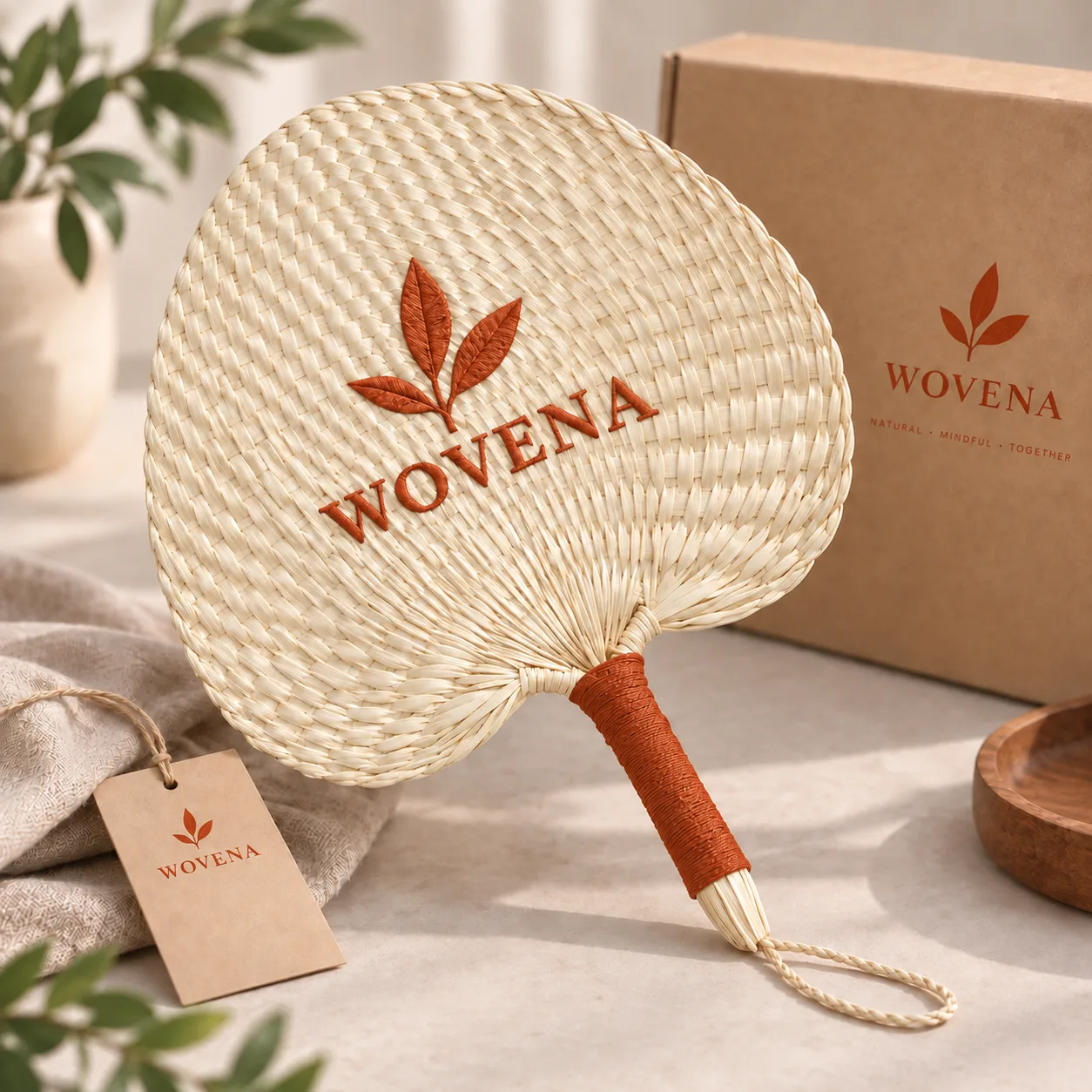 Custom Embroidered Logo Woven Hand Fan