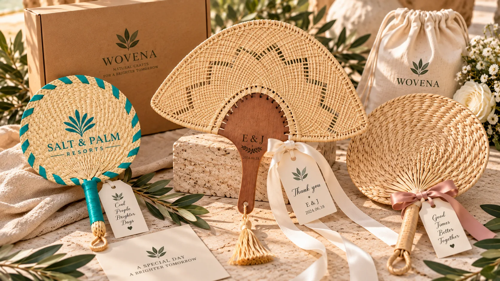 How to Customize Woven Hand Fans for Weddings, Hotels & Brands