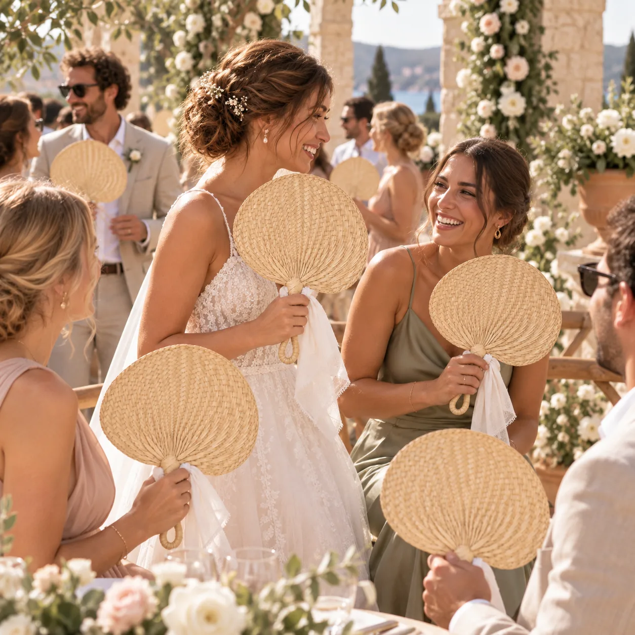 Personalized Round Woven Wedding Fan